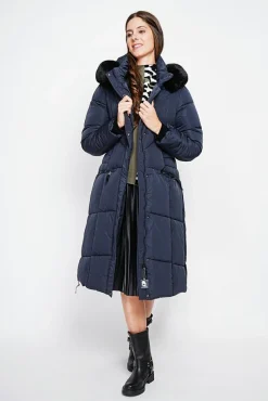 Femme Assuili Doudoune longue bleu nuit