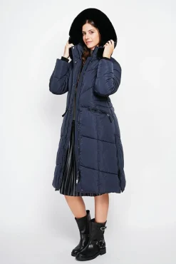 Femme Assuili Doudoune longue bleu nuit