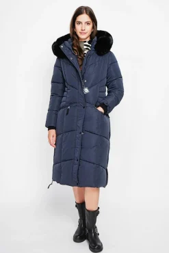 Femme Assuili Doudoune longue bleu nuit