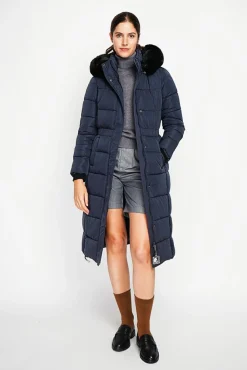 Femme Assuili Doudoune longue bleu nuit