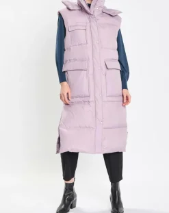 Marc O'Polo Doudoune longue sans manches 3 poches violet clair