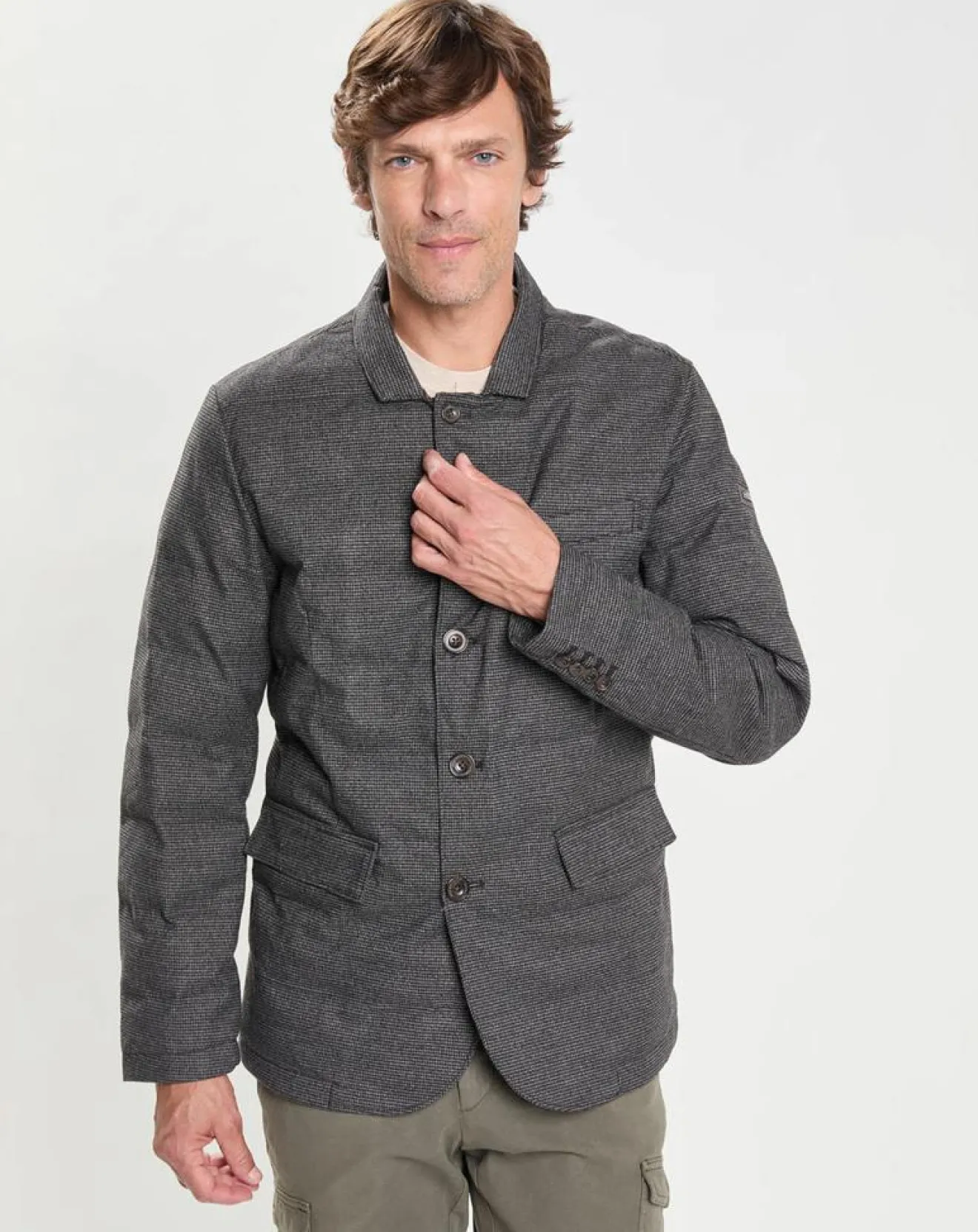 Homme Hackett London Doudoune Pied de Poule gris moyen