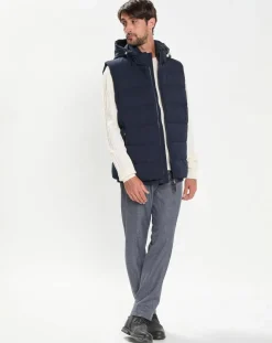 Homme Hackett London Doudoune sans manches à capuche bleue