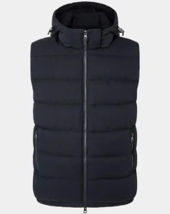 Homme Hackett London Doudoune sans manches à capuche bleue