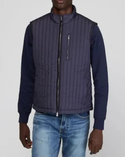 Outlet Hackett London Doudoune sans manches bimatière bleue
