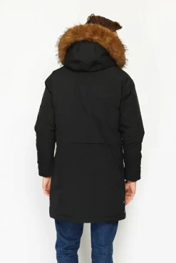 Homme C&Jo Doudoune semi-longue imperméable avec isolation thermique jusqu'à -20 °C noir