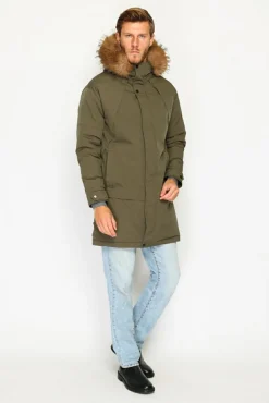 Best C&Jo Doudoune semi-longue imperméable avec isolation thermique jusqu'à -20 °C kaki