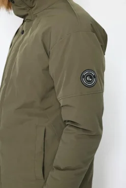 Best C&Jo Doudoune semi-longue imperméable avec isolation thermique jusqu'à -20 °C kaki