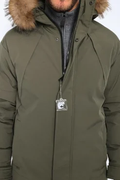 Best C&Jo Doudoune semi-longue imperméable avec isolation thermique jusqu'à -20 °C kaki