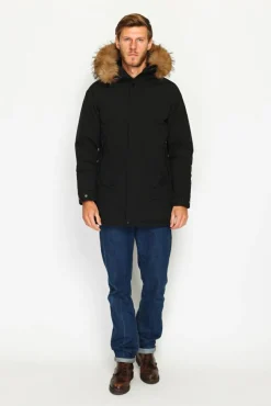 Homme C&Jo Doudoune semi-longue imperméable avec isolation thermique jusqu'à -20 °C noire