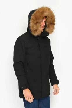 Homme C&Jo Doudoune semi-longue imperméable avec isolation thermique jusqu'à -20 °C noire