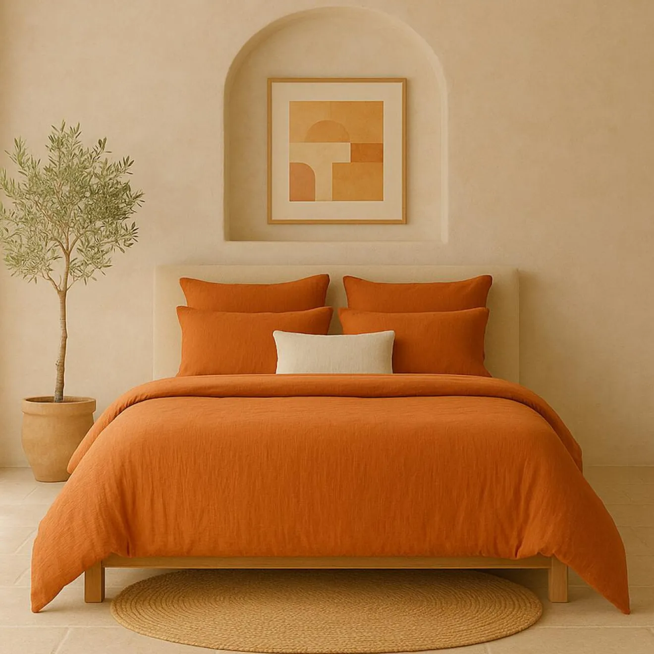 Baton Rouge Drap Housse 100% Gaze de Coton Lavé - Bonnet 30 cm safran mineral|safran