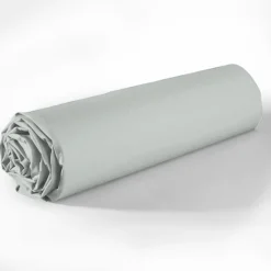 Best My Home Collection Drap Housse en coton bonnet 35 cm uni silver