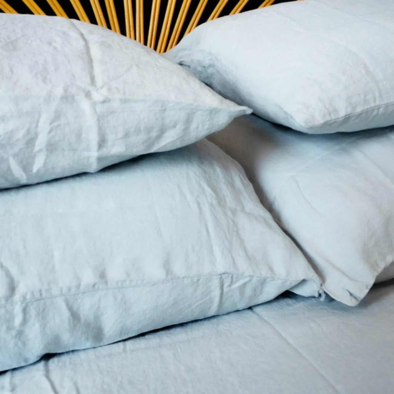 Hot Bed and Philosophy Drap housse en lin lavé bleu 140x200cm