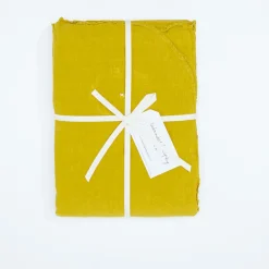 Sale Bed and Philosophy Drap housse en lin lavé jaune 160x200cm