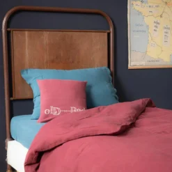 Bed and Philosophy Drap housse en lin lavé rouge 90x200cm