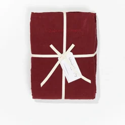 Bed and Philosophy Drap housse en lin lavé rouge 90x200cm