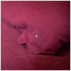 Bed and Philosophy Drap housse en lin lavé rouge 90x200cm