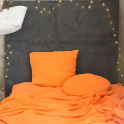 Bed and Philosophy Drap housse en lin lavé terracotta 140x200cm