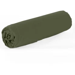 Home Collection Drap Housse en percale de Coton vert