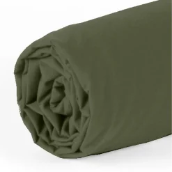 Home Collection Drap Housse en percale de Coton vert