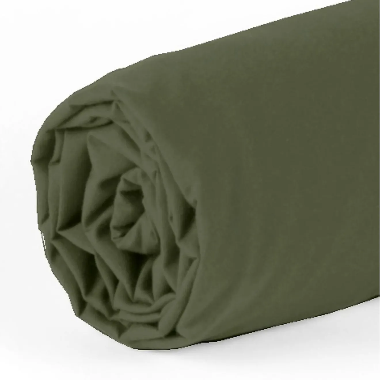 Home Collection Drap Housse en percale de Coton vert