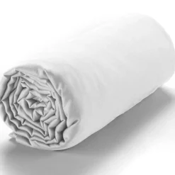 Baton Rouge Drap housse satin de coton lavé bonnet 30 cm blanc