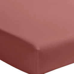 Baton Rouge Drap Housse uni 100% Percale de Coton - Bonnet 30 cm vieux rose