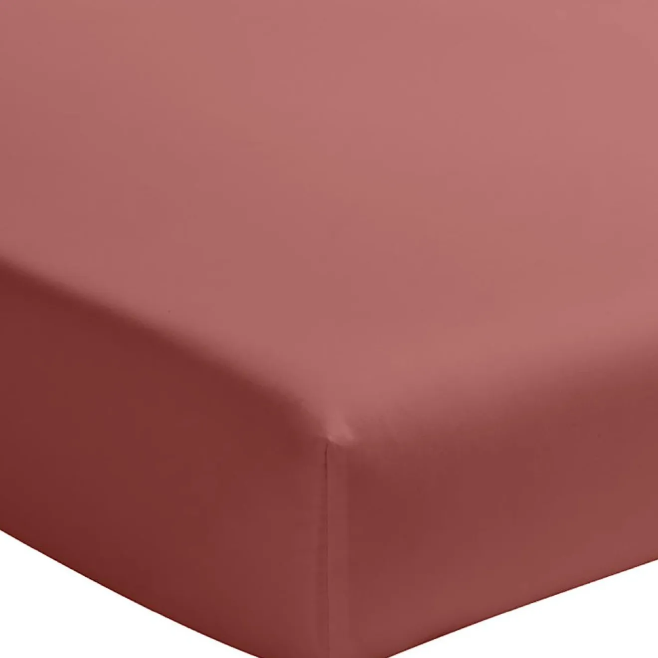 Baton Rouge Drap Housse uni 100% Percale de Coton - Bonnet 30 cm vieux rose