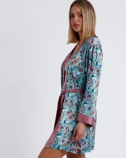 Femme Admas Déshabillé Garden bleu/rose