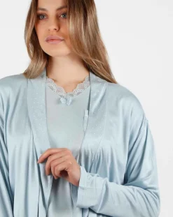 Femme Mr Wonderful Déshabillé Soft Secret bleu ciel