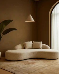 Uniqka Dune - Canapé arrondi 3 places en tissu beige