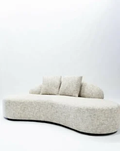 Uniqka Dune - Canapé arrondi 3 places en tissu beige