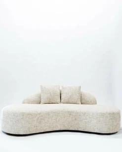 Uniqka Dune - Canapé arrondi 3 places en tissu beige