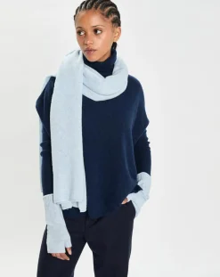 Femme Cashmere Tribu Echarpe 100% Cachemire Cascade icy blue