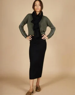 Femme Cashmere Tribu Echarpe 100% Cachemire Cascade noire - 200x70 cm