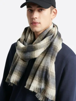 Homme Devred Echarpe à carreaux bleu dur - 180x70 cm