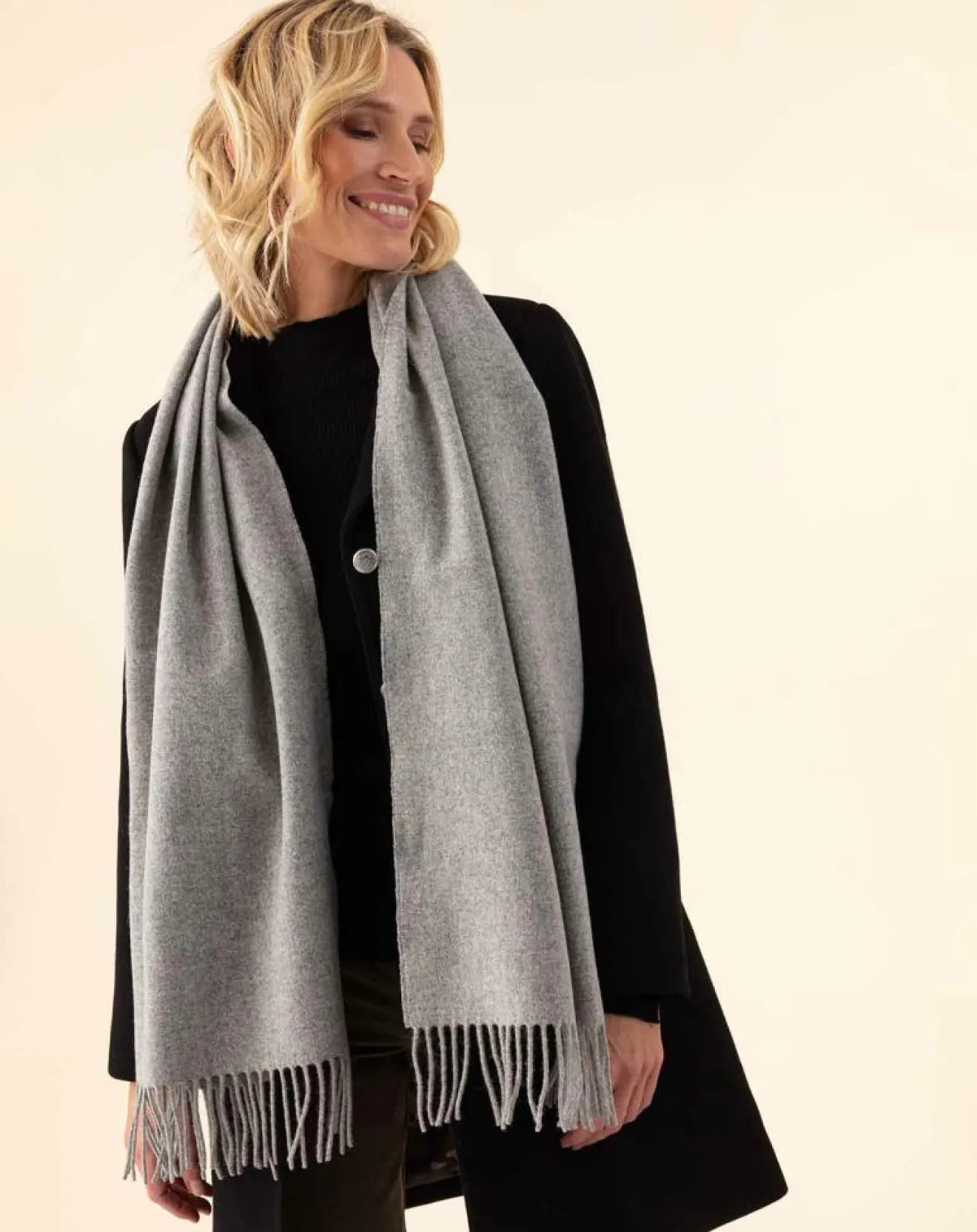 Femme Indies Echarpe 100% Laine Sandra gris chiné - 160x54x10 cm