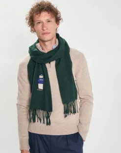 Outlet Hackett London Echarpe en Laine mélangée Harry Dog vert foncé - 180x30 cm