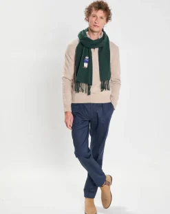 Outlet Hackett London Echarpe en Laine mélangée Harry Dog vert foncé - 180x30 cm