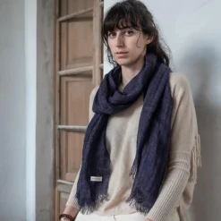 Bed and Philosophy Echarpe en lin violette 70x200cm