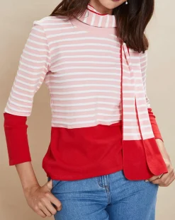 Femme Devernois Echarpe Everest rayée rose/rouge - 160x20 cm