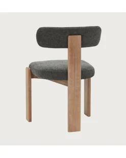 Best Uniqka Elani - Chaise salle à manger en tissu gris piétement en bois blanchis