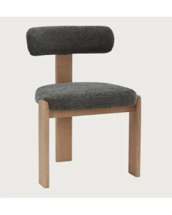 Best Uniqka Elani - Chaise salle à manger en tissu gris piétement en bois blanchis