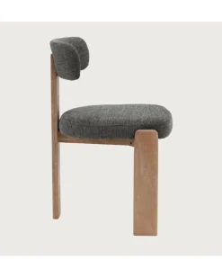 Best Uniqka Elani - Chaise salle à manger en tissu gris piétement en bois blanchis