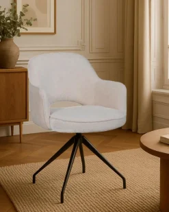 Uniqka Elba - Chaise en tissu beige et pieds métal