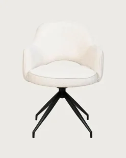 Uniqka Elba - Chaise en tissu beige et pieds métal