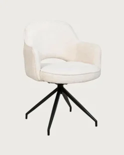 Uniqka Elba - Chaise en tissu beige et pieds métal