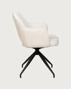 Uniqka Elba - Chaise en tissu beige et pieds métal