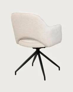 Uniqka Elba - Chaise en tissu beige et pieds métal